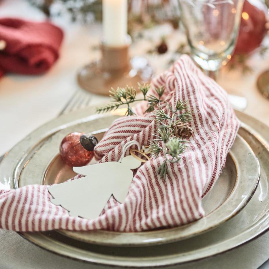 Napkin double weaving Red & White