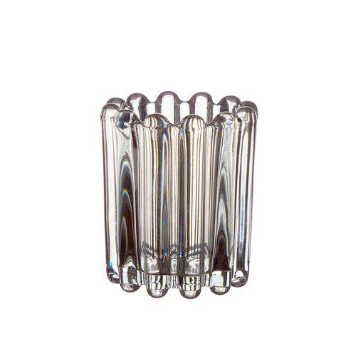 Ribbed Glass Candle Holder- Clear