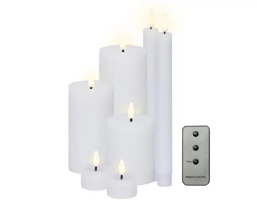 Box Set Battery Wax Candles Ivory