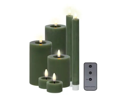 Box Set Battery Wax Candles Green