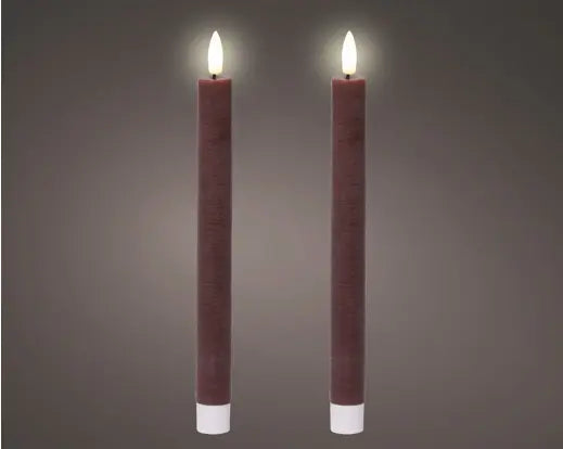 Set of 2 Oxblood Led Candles