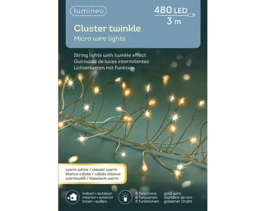 String of lights draped over a dark surface with a blurred background