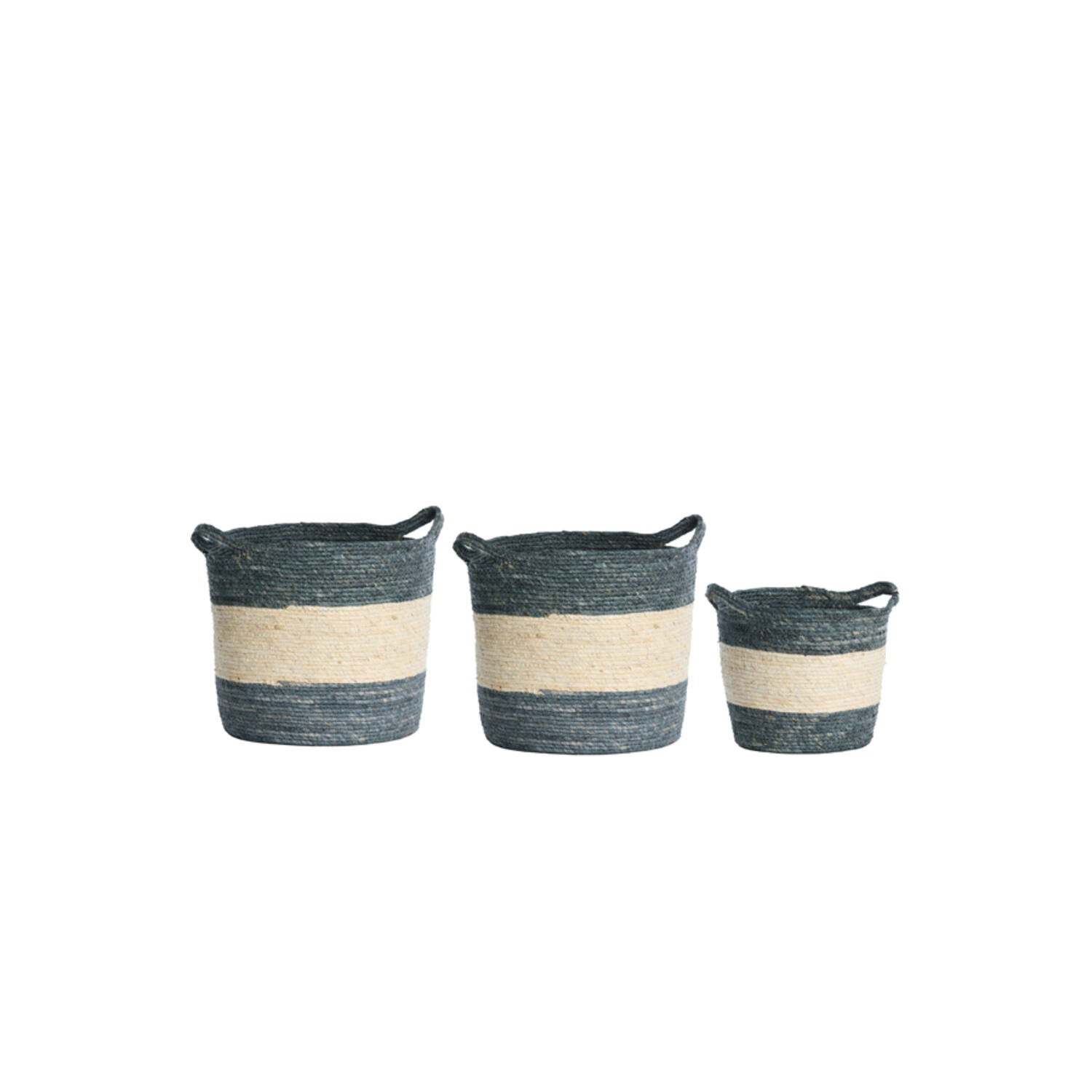 Cream and Blue  Basket in 3 Sizes