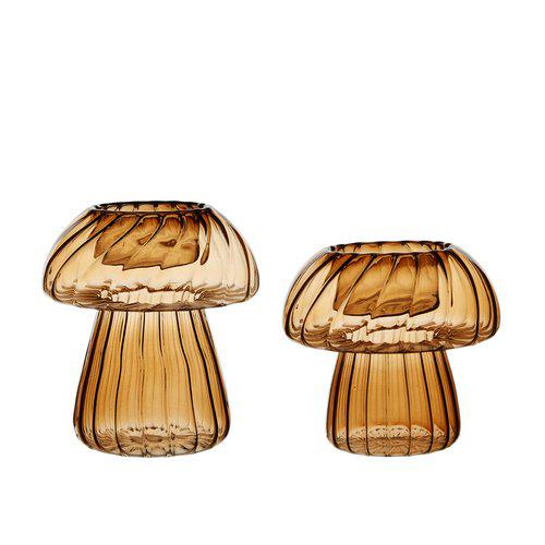 Mushroom Amber Glass Candle Holder