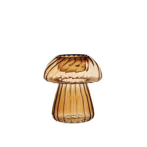 Mushroom Amber Glass Candle Holder