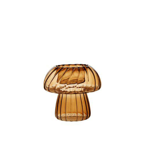Mushroom Amber Glass Candle Holder