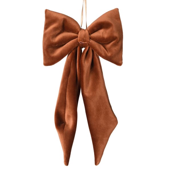 Brown bow-shaped ornament on a white background