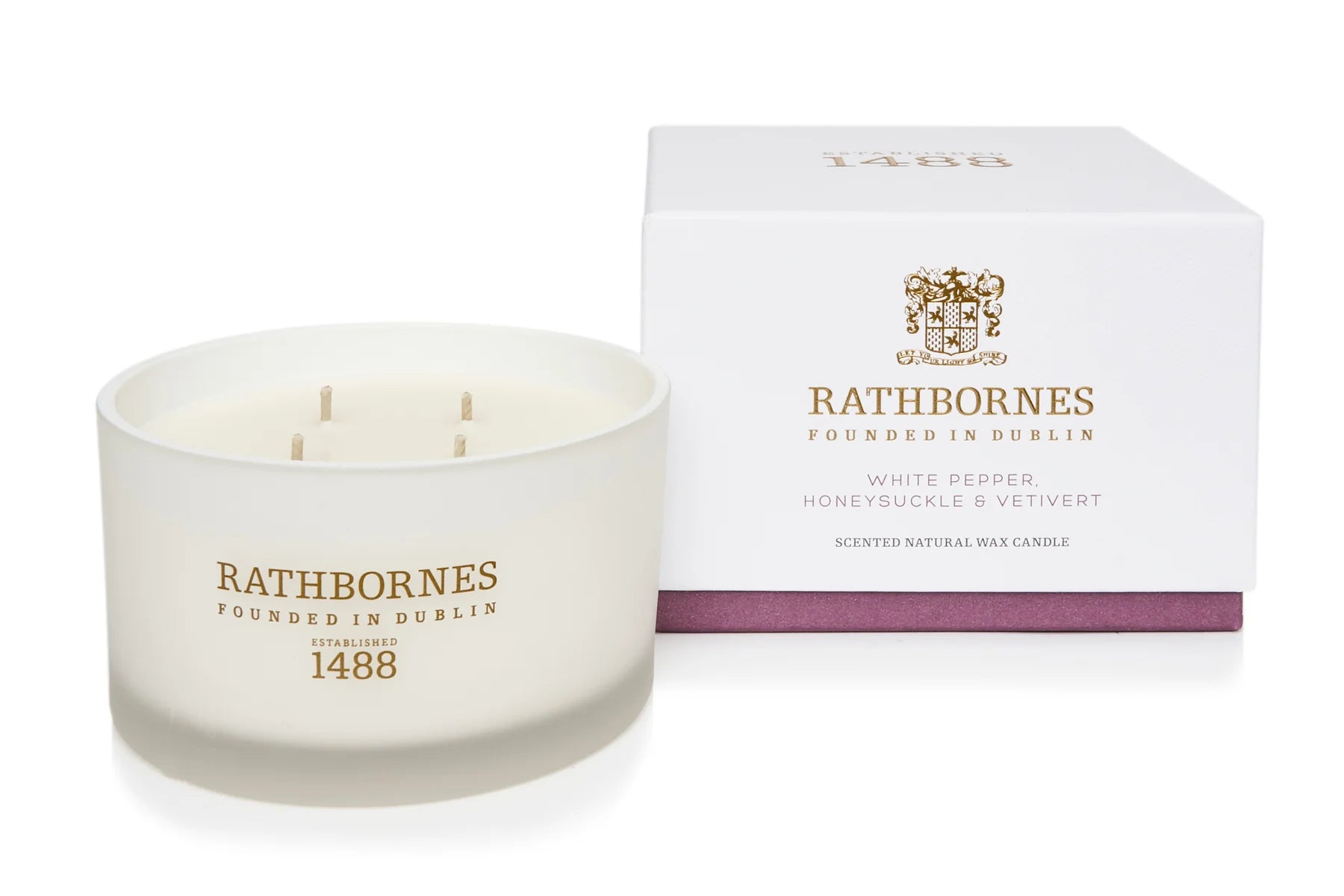 Rathbornes Luxury Candle - White Pepper, Honeysuckle & Vetivert