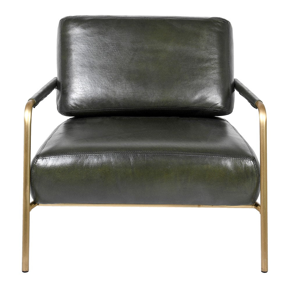 Italian Green Vintage Leather Armchair