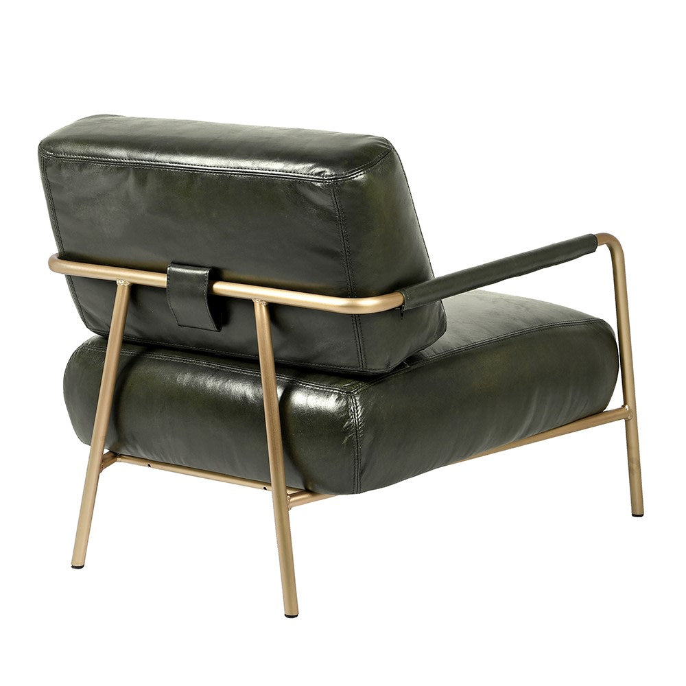 Italian Green Vintage Leather Armchair