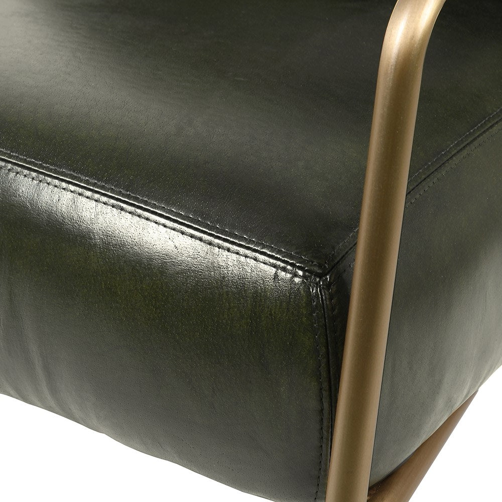 Italian Green Vintage Leather Armchair