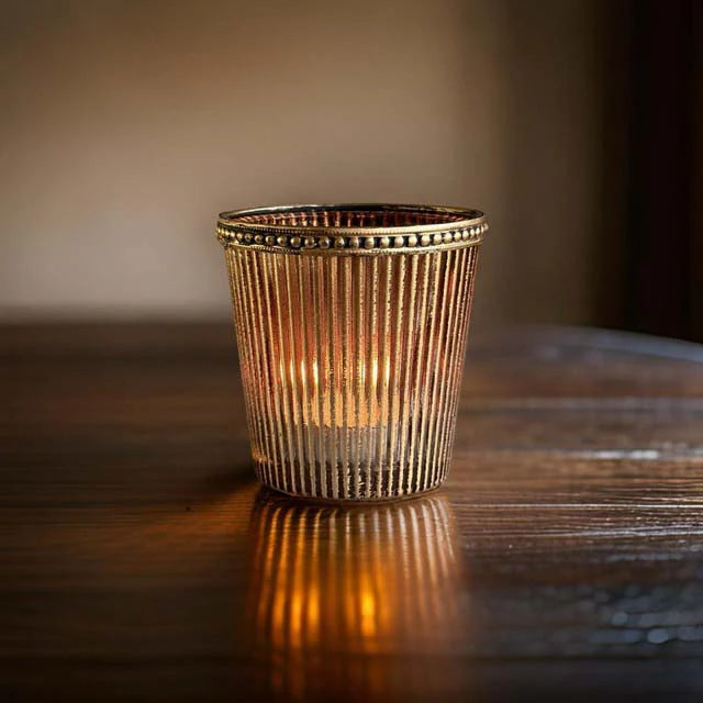 Stripe Amber Tea Light Holder