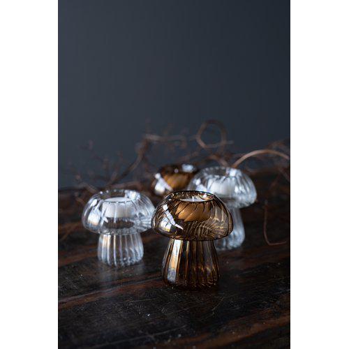 Mushroom Amber Glass Candle Holder