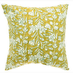Lily Block Print Cushion Lemon