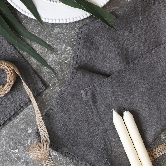 Dark Grey Linen Napkins