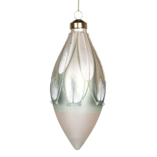 Sage Gold Glitter Finial Bauble
