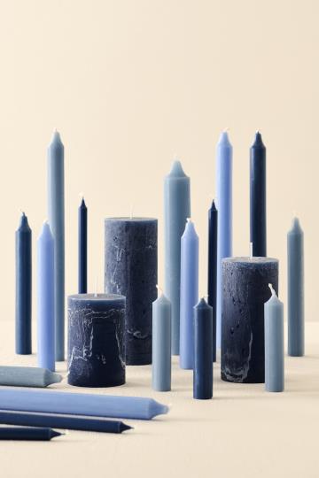 Short Dinner Candle Cornflower Blue Set of 4