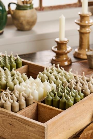 Short Dinner Candle Dusty Green Set of 4