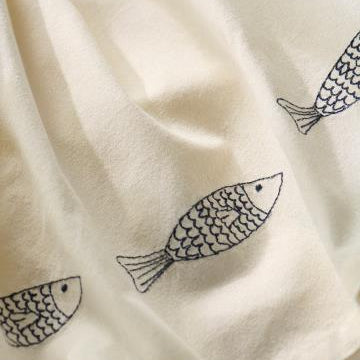 Set of 2 Tea Towels Fish & Stripe