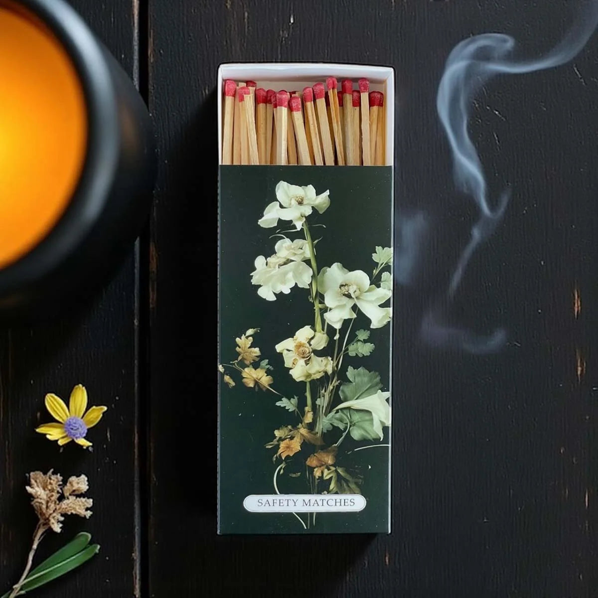 White Dahlia Botanical Matchbox