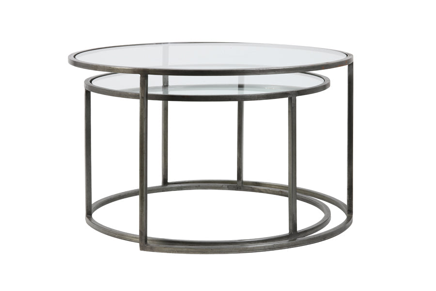Glass and Vintage Tin Coffee Table Nest