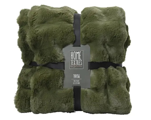 Faux Rabbit Green Throw