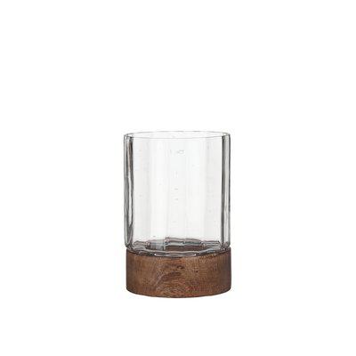 Wood & Ribbed Glass Lantern