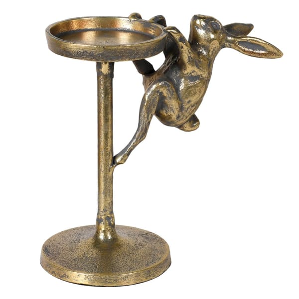 Antique Brass Rabbit Candleholder