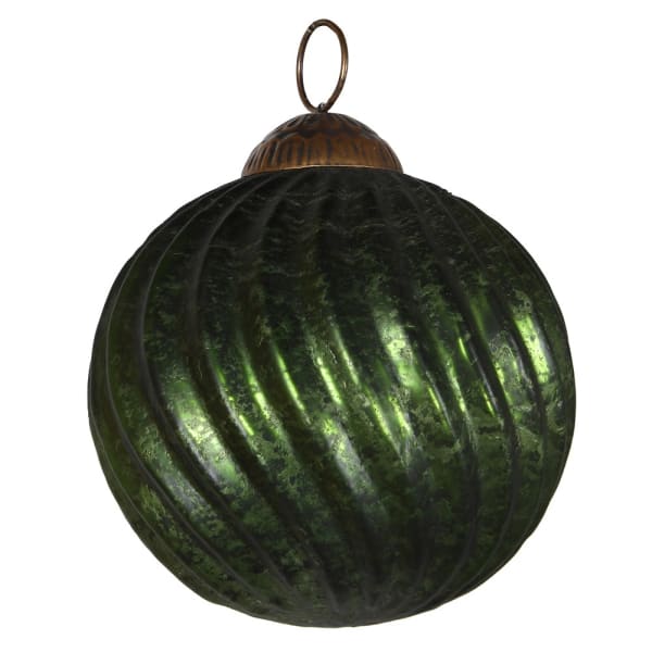 Large Antique Green Glass Bauble