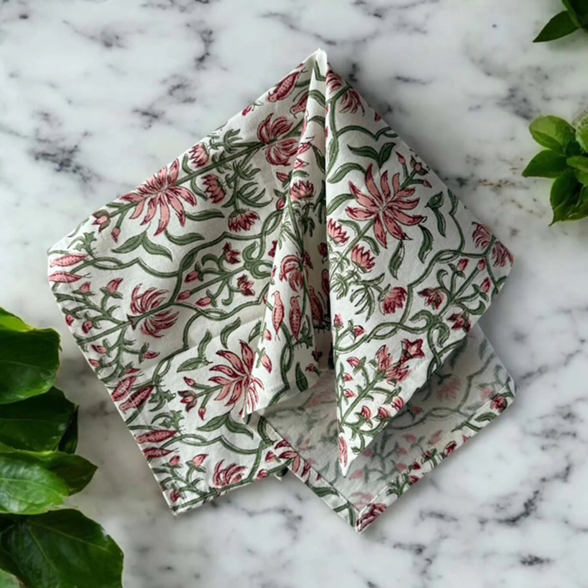 Pretty Pink/Green Set of 4 Napkins
