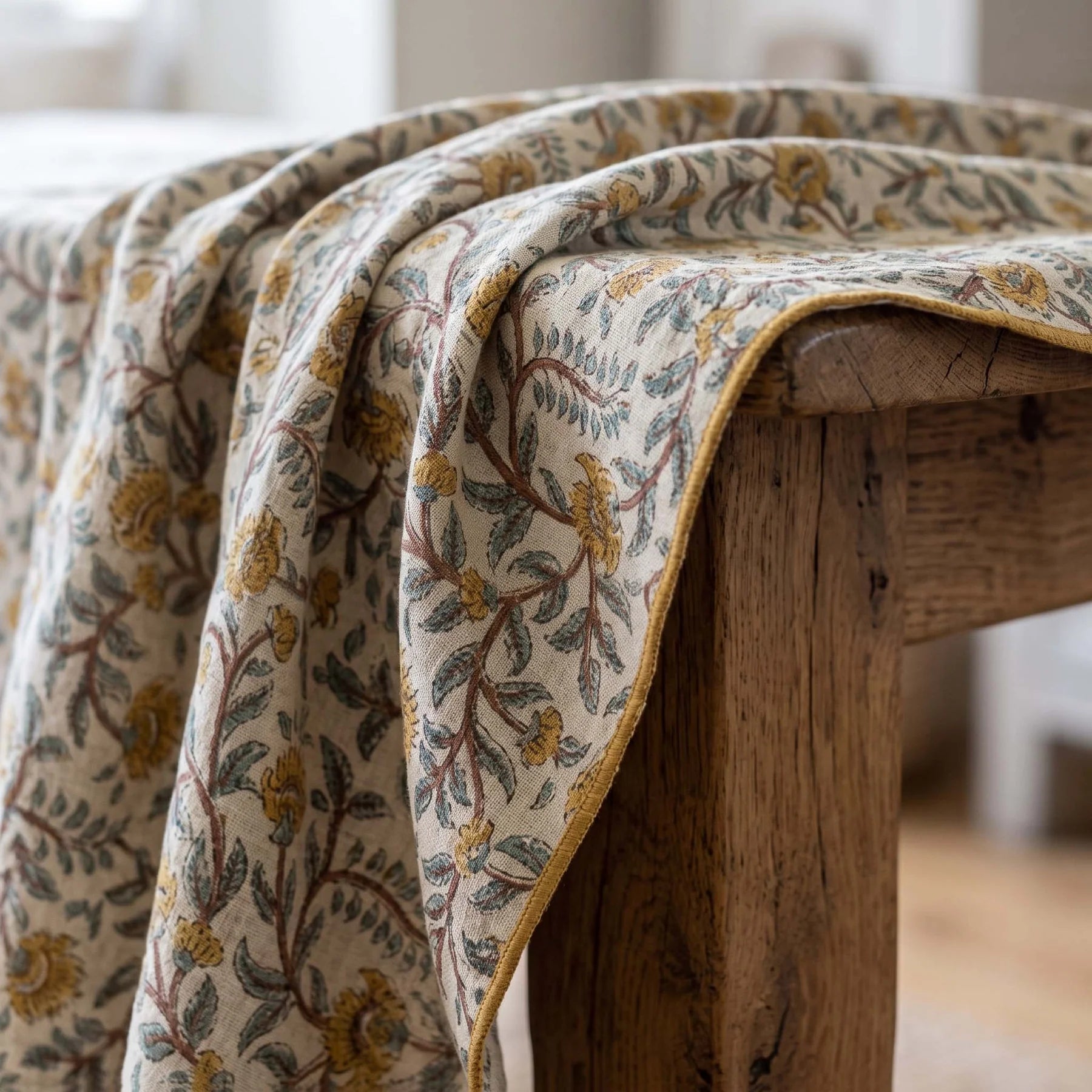 Ochre Floral Tablecloth