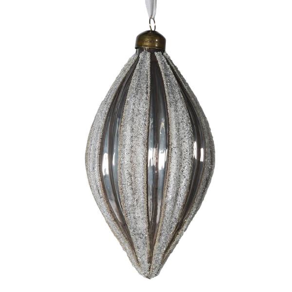 Pewter Ribbed Finial Bauble