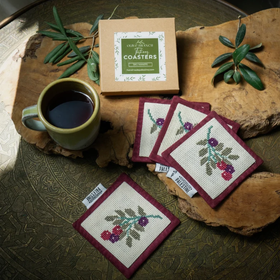 Hand Embroidered set of 4 Coasters