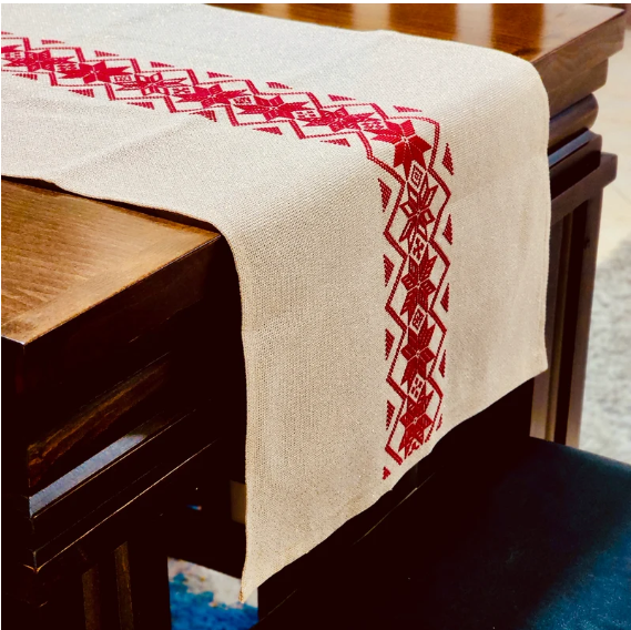 Red Embroidered Runner