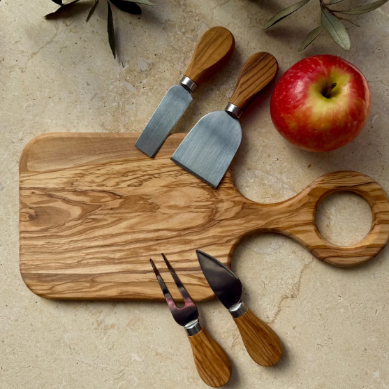 Handcarved Cheese Board Set
