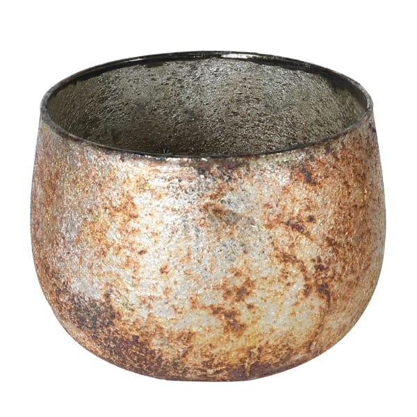 Glass distressed effect candle holder - medium