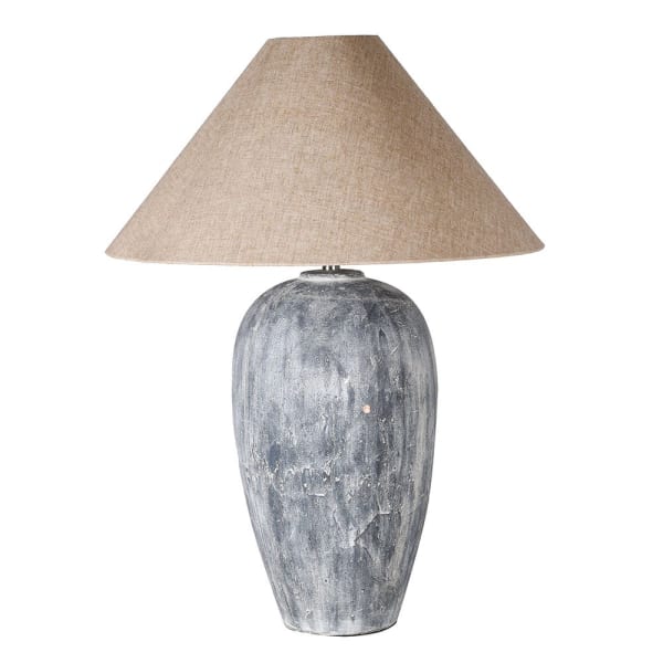 Large Vintage Look Lamp with Linen Shade