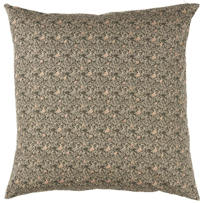 Dark Brown & Beige Flower Patterned Cushion