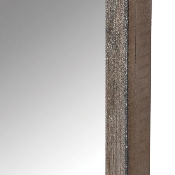 An arched wall mirror with a slim dark metal frame, shown against a plain white background.