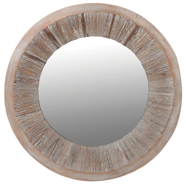 Round Reclaimed Wood Mirror