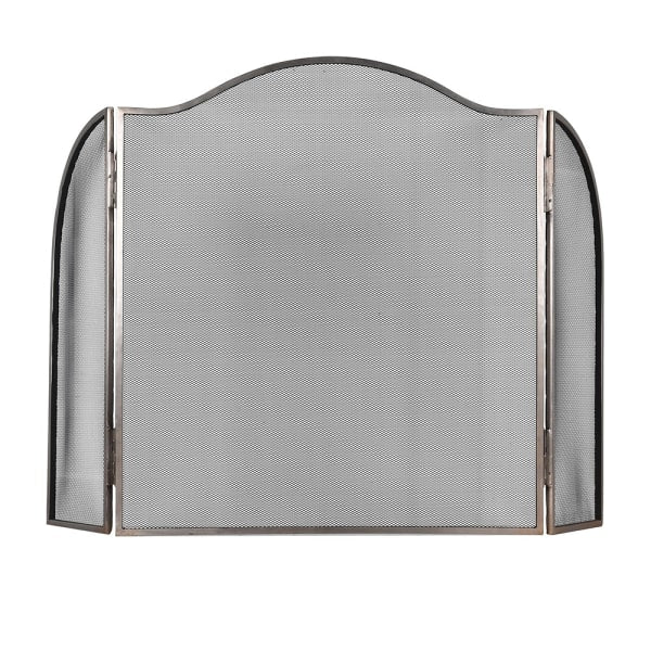 Metal fireplace screen on a white background