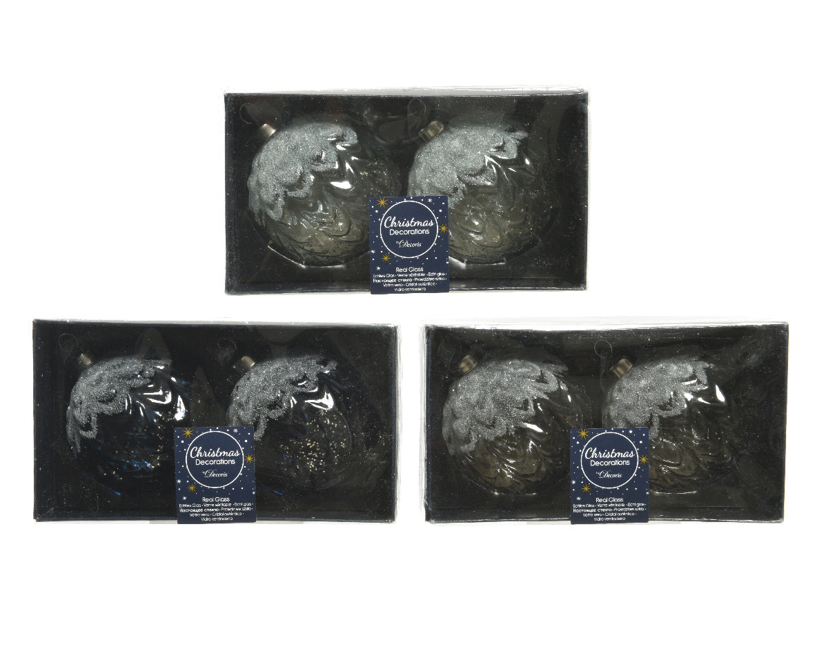 Box of 2 Opaque Glass Baubles