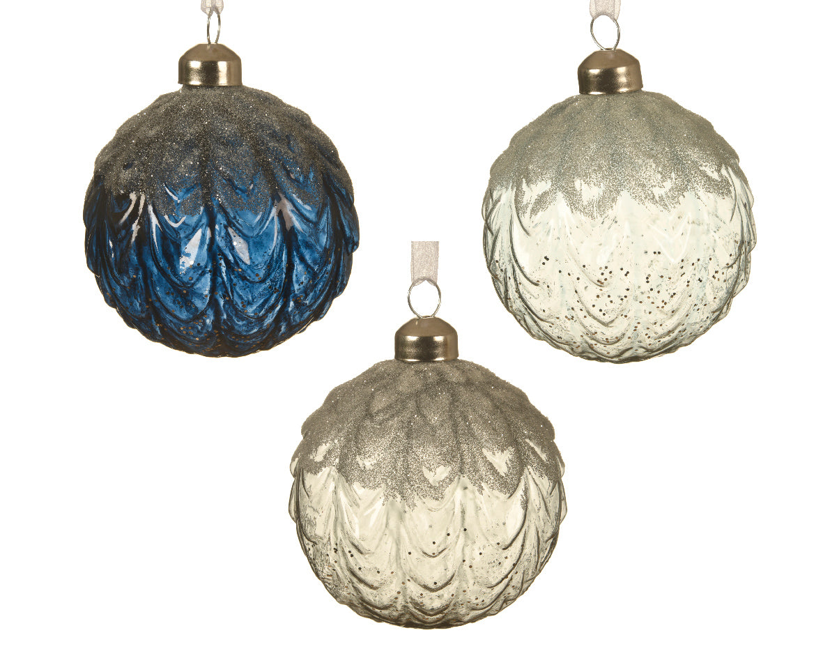 Box of 2 Opaque Glass Baubles
