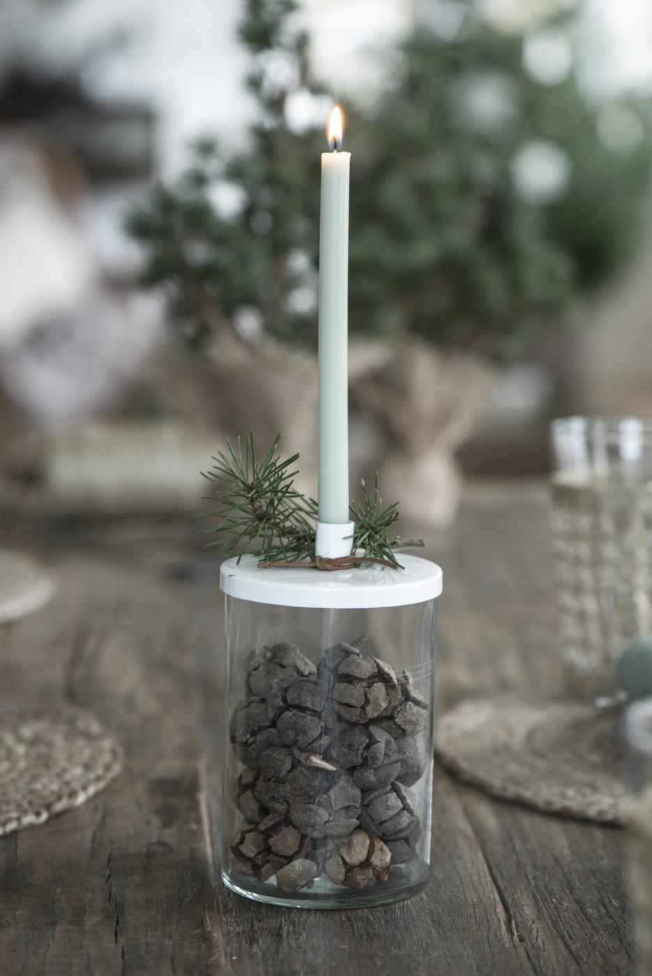 Glass For Thin Candle Metal Cover-White