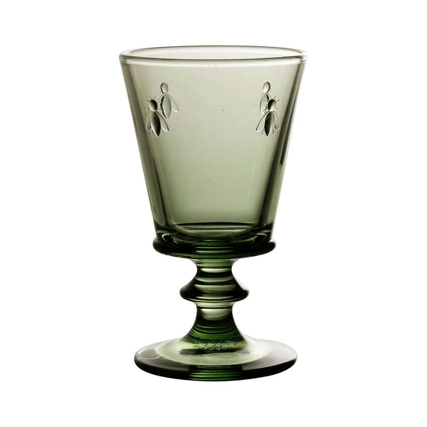 Green Bee Stemmed Glass