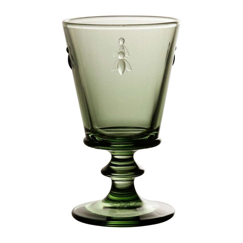 Green Bee Stemmed Glass