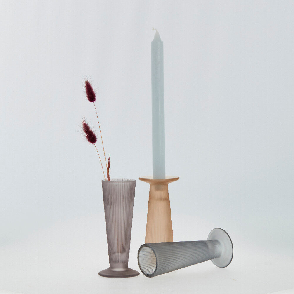 Ribbed Candlestick & Vase