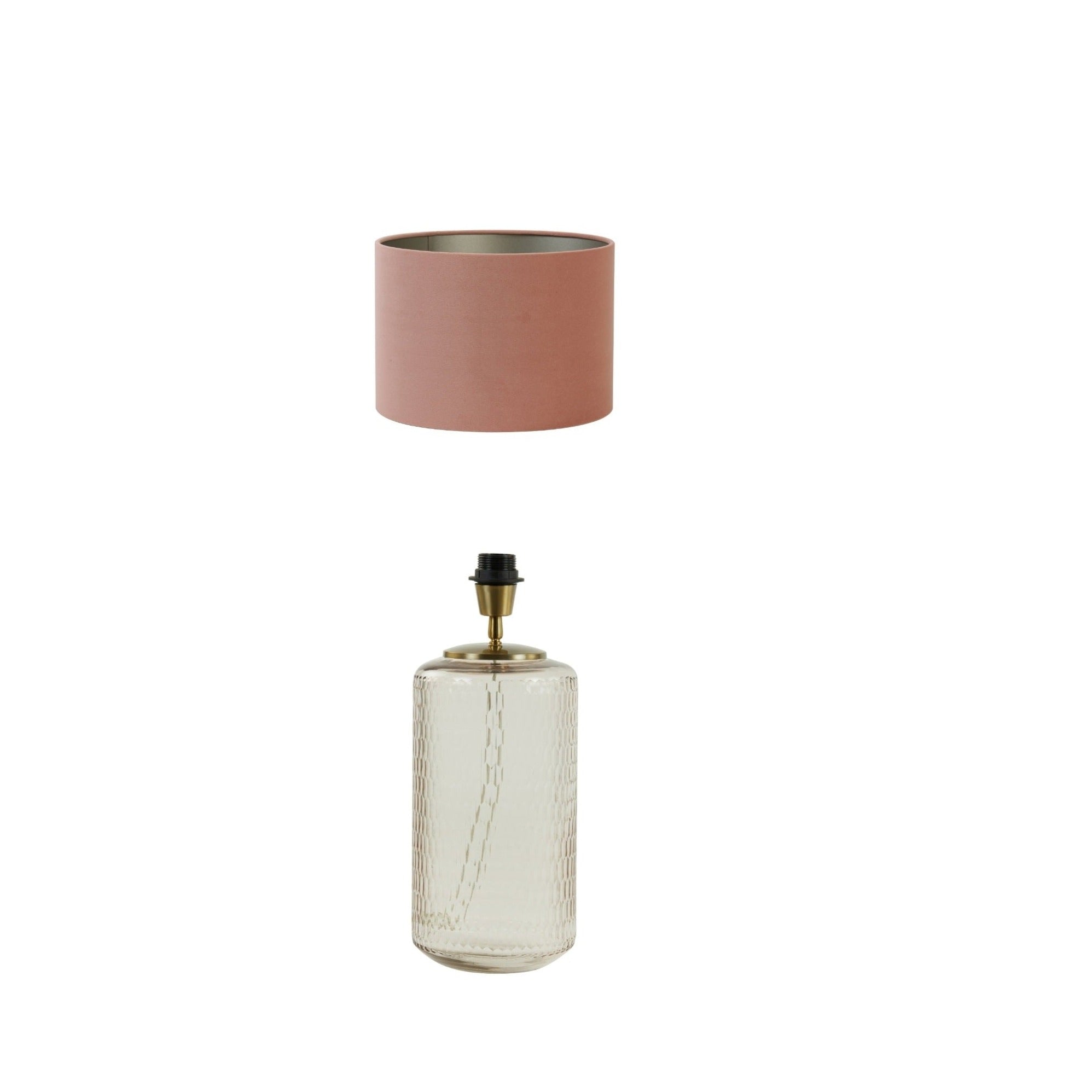 Pink Hue Glass Table Lamp with pink velvet shade